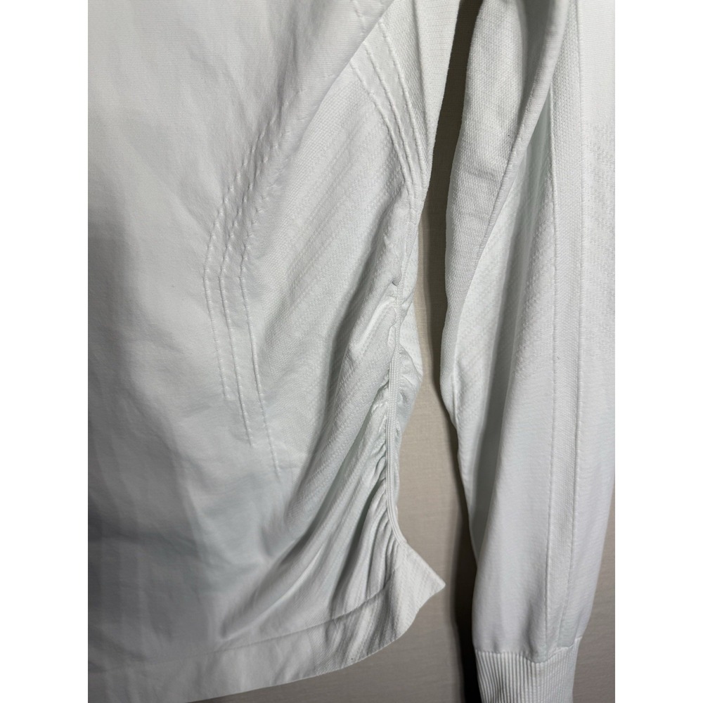 Quince Womens L White Long Sleeve Active Top Athletic Yoga Gym Stretch Shirt - Picture 7 of 8